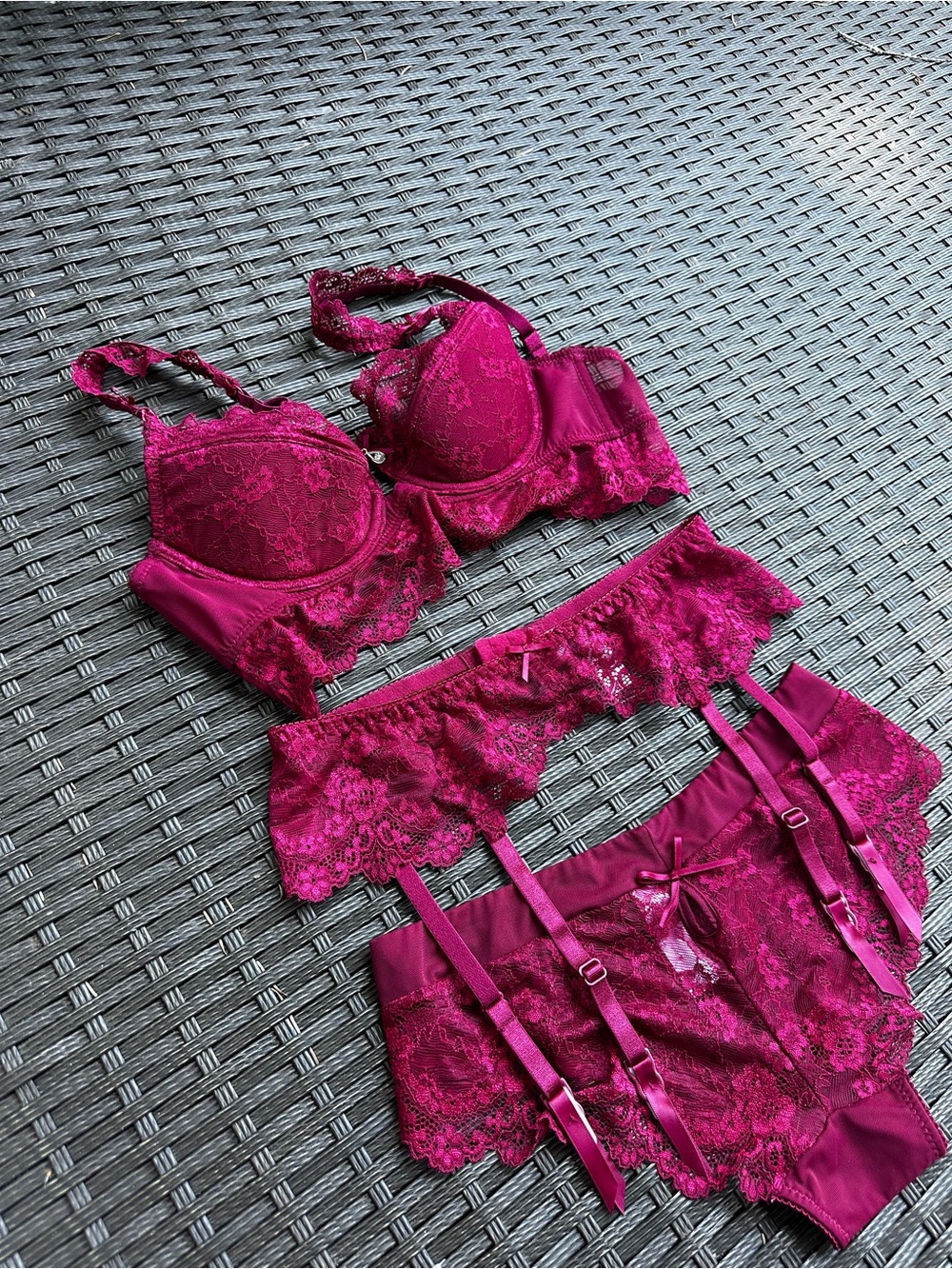 Burgundy Lace Lingerie Set